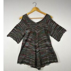 Vintage Hippie Boho Faded Glory Womens Medium M Multicolor Space Dye  Knit Tunic
